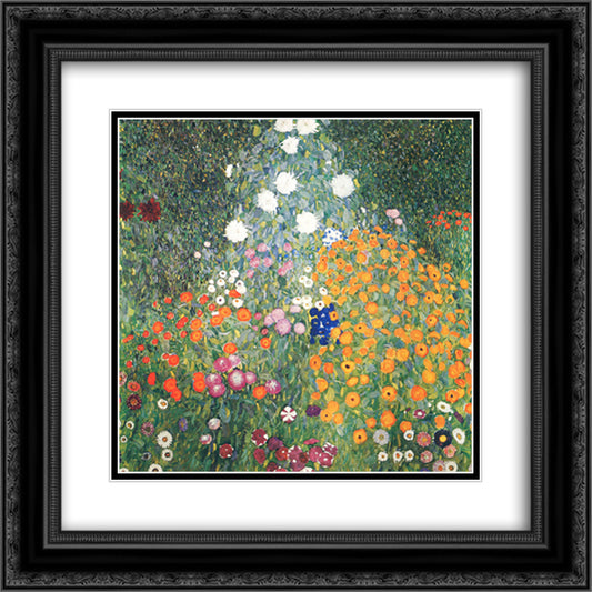 Flower Garden 20x20 Black Ornate Wood Framed Art Print Poster with Double Matting by Klimt, Gustav