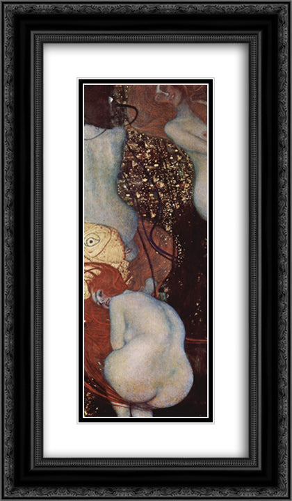 Goldfish 14x24 Black Ornate Wood Framed Art Print Poster with Double Matting by Klimt, Gustav