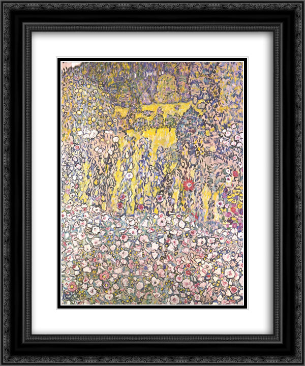 Horticultural landscape with a hilltop 20x24 Black Ornate Wood Framed Art Print Poster with Double Matting by Klimt, Gustav