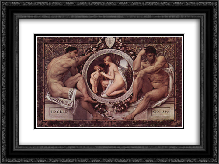 Idylle (Idylls) 24x18 Black Ornate Wood Framed Art Print Poster with Double Matting by Klimt, Gustav