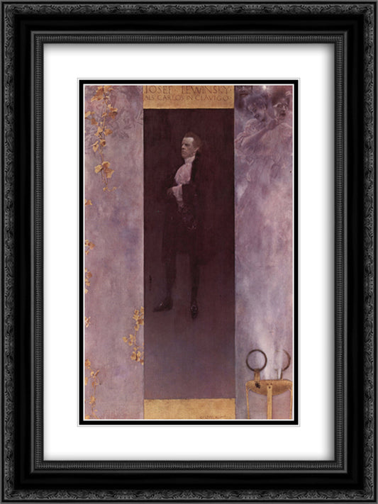 Josef Lewinsky 18x24 Black Ornate Wood Framed Art Print Poster with Double Matting by Klimt, Gustav