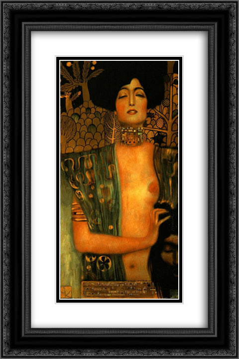 Judith and Holopherne 16x24 Black Ornate Wood Framed Art Print Poster with Double Matting by Klimt, Gustav