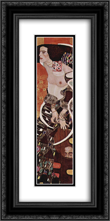 Judith II (Salome) 12x24 Black Ornate Wood Framed Art Print Poster with Double Matting by Klimt, Gustav