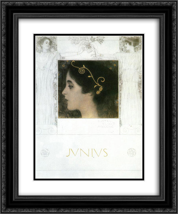 Junius 20x24 Black Ornate Wood Framed Art Print Poster with Double Matting by Klimt, Gustav