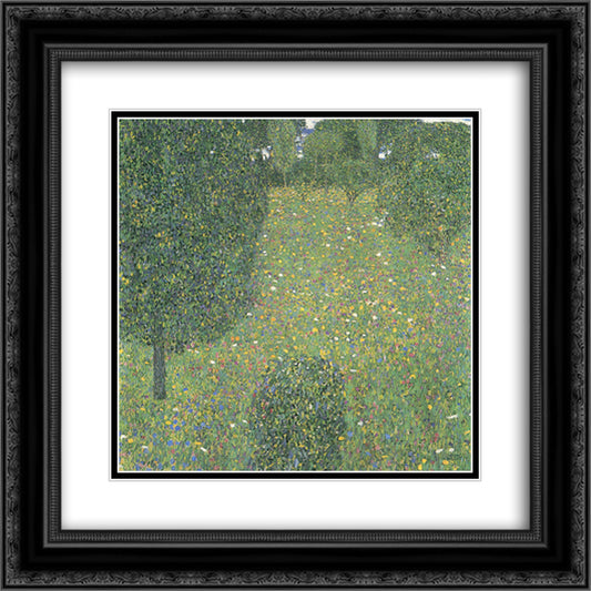 Landscape Garden (Meadow in Flower) 20x20 Black Ornate Wood Framed Art Print Poster with Double Matting by Klimt, Gustav