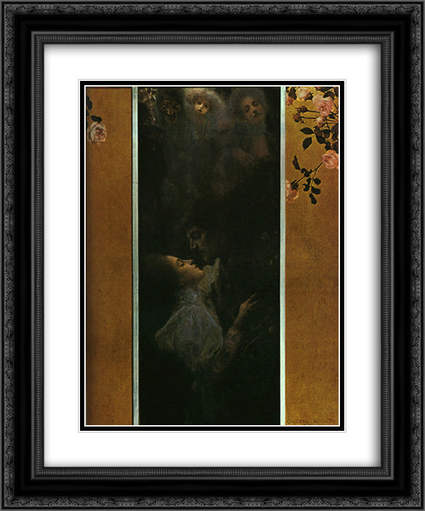 Love 20x24 Black Ornate Wood Framed Art Print Poster with Double Matting by Klimt, Gustav