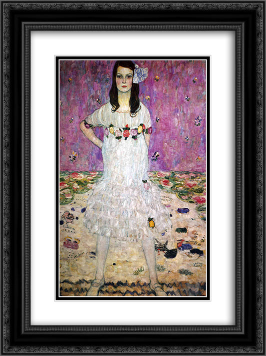 Mada Primavesi 18x24 Black Ornate Wood Framed Art Print Poster with Double Matting by Klimt, Gustav