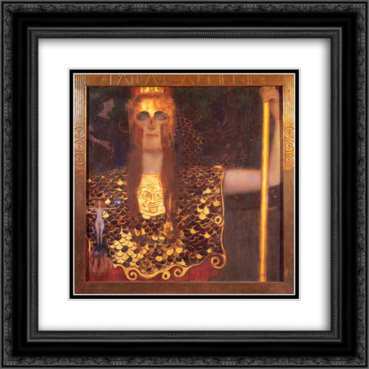 Minerva or Pallas Athena 20x20 Black Ornate Wood Framed Art Print Poster with Double Matting by Klimt, Gustav