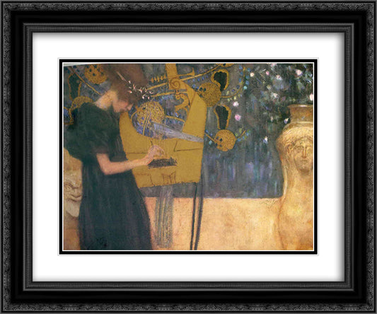 Music 24x20 Black Ornate Wood Framed Art Print Poster with Double Matting by Klimt, Gustav