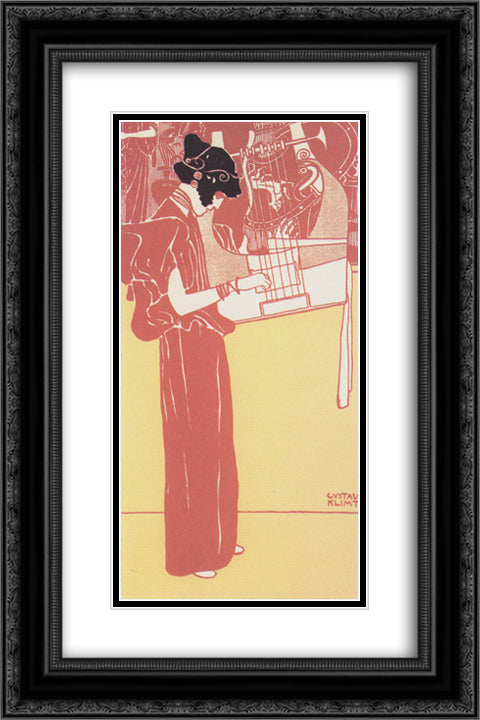 Musik (lithograph) 16x24 Black Ornate Wood Framed Art Print Poster with Double Matting by Klimt, Gustav