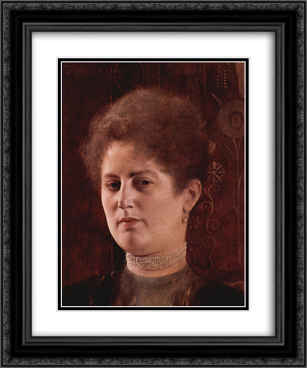 Portrait of a lady 20x24 Black Ornate Wood Framed Art Print Poster with Double Matting by Klimt, Gustav