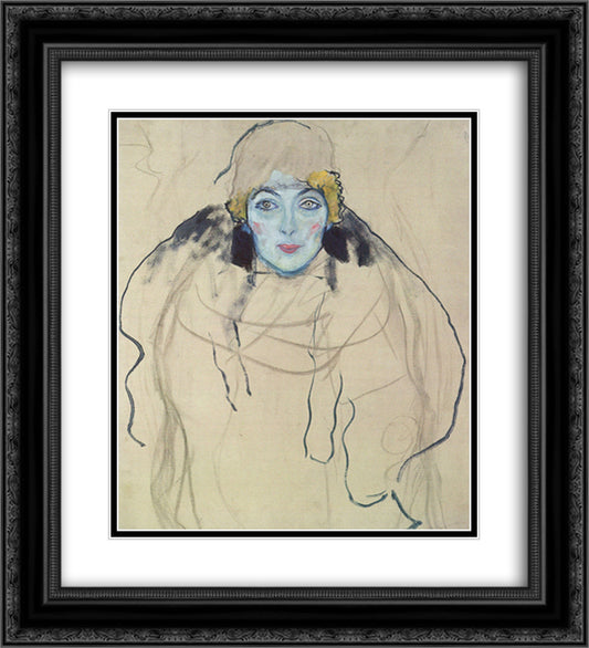 Portrait of a Lady (unfinished) 20x22 Black Ornate Wood Framed Art Print Poster with Double Matting by Klimt, Gustav