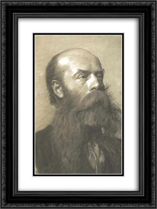 Portrait of a man with beard in three quarter profil 18x24 Black Ornate Wood Framed Art Print Poster with Double Matting by Klimt, Gustav