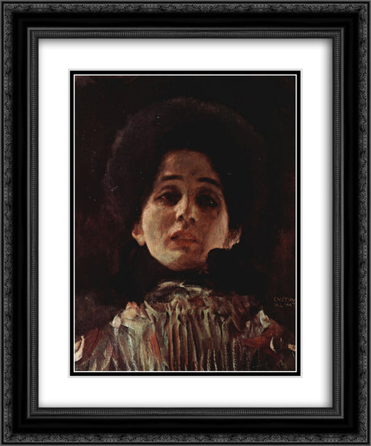 Portrait of a Woman 20x24 Black Ornate Wood Framed Art Print Poster with Double Matting by Klimt, Gustav