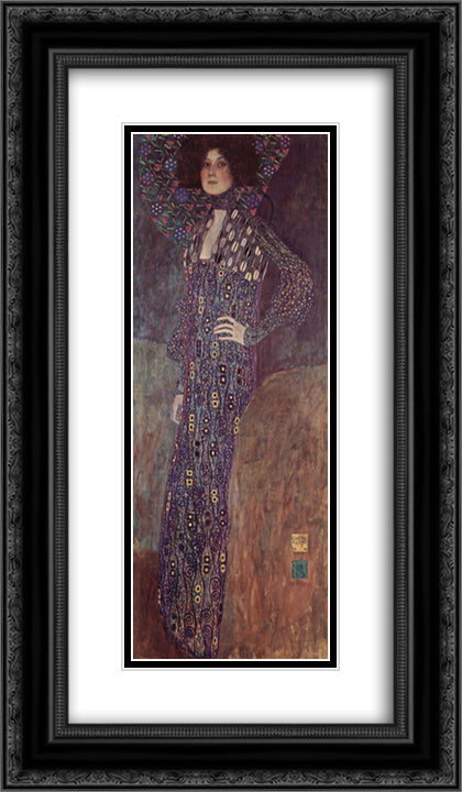 Portrait of Emilie Floge 14x24 Black Ornate Wood Framed Art Print Poster with Double Matting by Klimt, Gustav