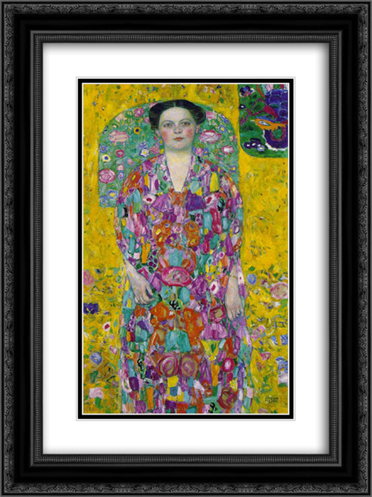 Portrait Of Eugenia Primavesi 18x24 Black Ornate Wood Framed Art Print Poster with Double Matting by Klimt, Gustav