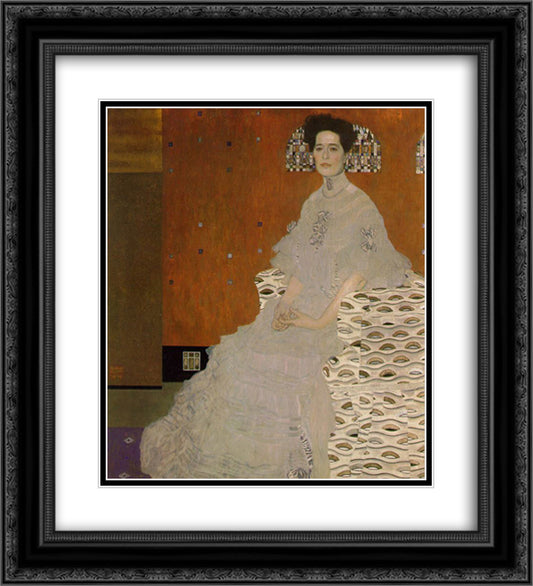 Portrait of Fritza Riedler 20x22 Black Ornate Wood Framed Art Print Poster with Double Matting by Klimt, Gustav