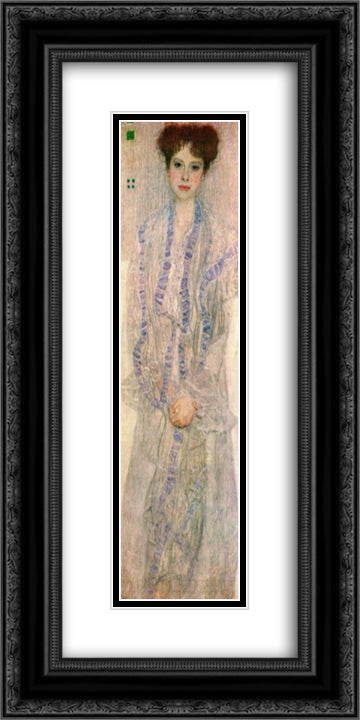 Portrait of Gertha Felssovanyi 12x24 Black Ornate Wood Framed Art Print Poster with Double Matting by Klimt, Gustav