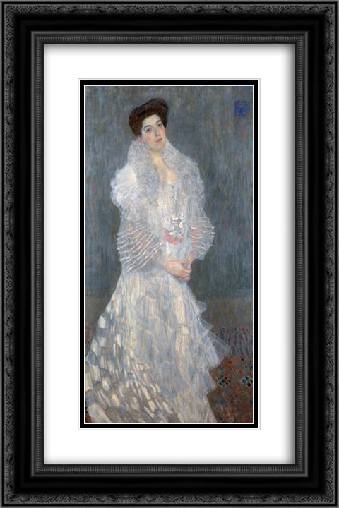 Portrait of Hermine Gallia 16x24 Black Ornate Wood Framed Art Print Poster with Double Matting by Klimt, Gustav