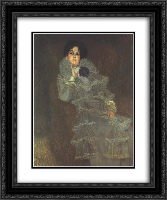 Portrait of Marie Henneberg 20x24 Black Ornate Wood Framed Art Print Poster with Double Matting by Klimt, Gustav