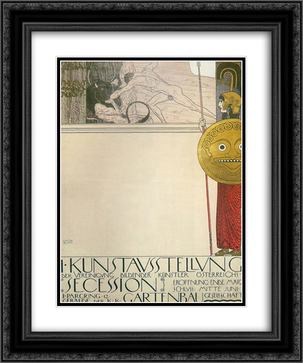 Poster for the First Art Exhibition of the Secession Art Movement 20x24 Black Ornate Wood Framed Art Print Poster with Double Matting by Klimt, Gustav