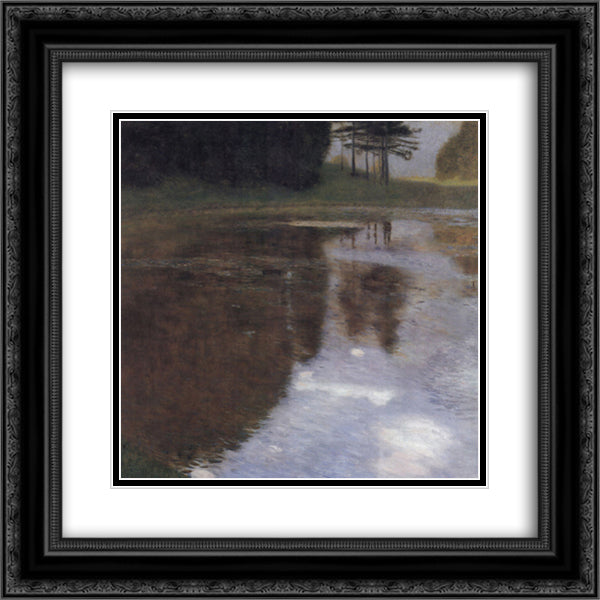 Quiet pond in the park of Appeal 20x20 Black Ornate Wood Framed Art Print Poster with Double Matting by Klimt, Gustav