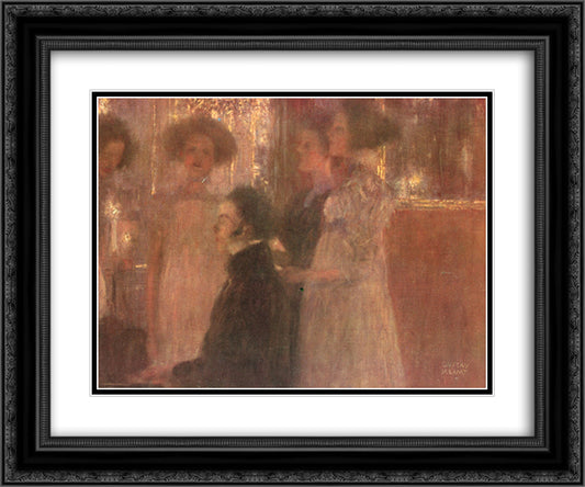 Schubert at the piano I 24x20 Black Ornate Wood Framed Art Print Poster with Double Matting by Klimt, Gustav