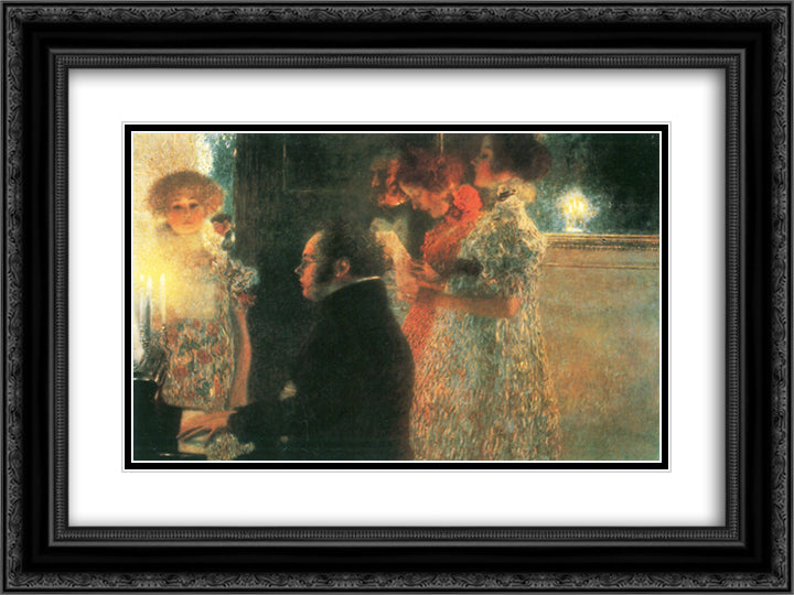 Schubert at the Piano II 24x18 Black Ornate Wood Framed Art Print Poster with Double Matting by Klimt, Gustav