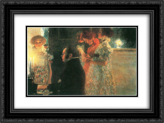 Schubert at the Piano II 24x18 Black Ornate Wood Framed Art Print Poster with Double Matting by Klimt, Gustav