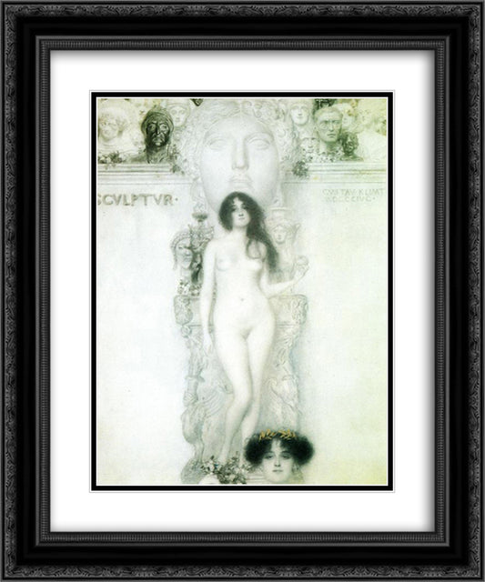 Sculpture 20x24 Black Ornate Wood Framed Art Print Poster with Double Matting by Klimt, Gustav