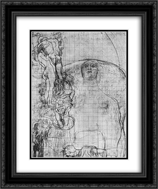 Study for Philosophy 20x24 Black Ornate Wood Framed Art Print Poster with Double Matting by Klimt, Gustav