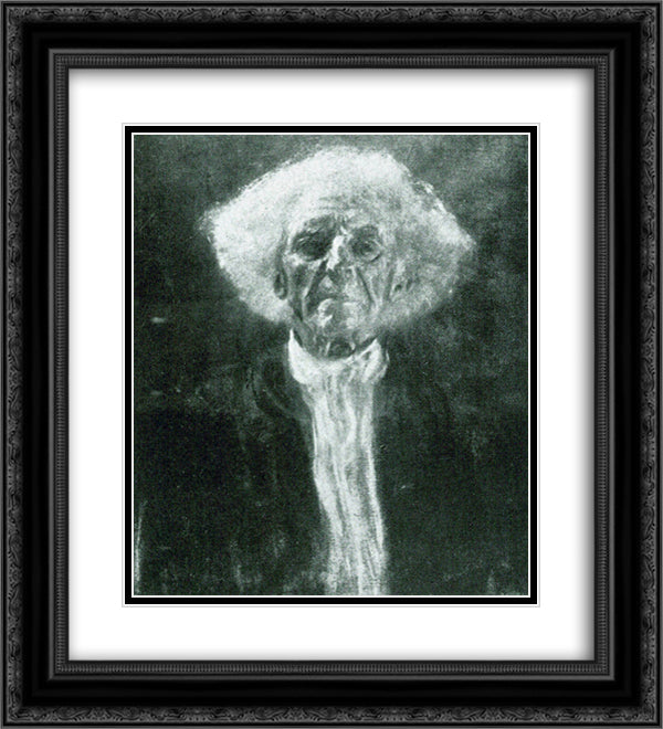 Study of the Head of a Blind Man 20x22 Black Ornate Wood Framed Art Print Poster with Double Matting by Klimt, Gustav