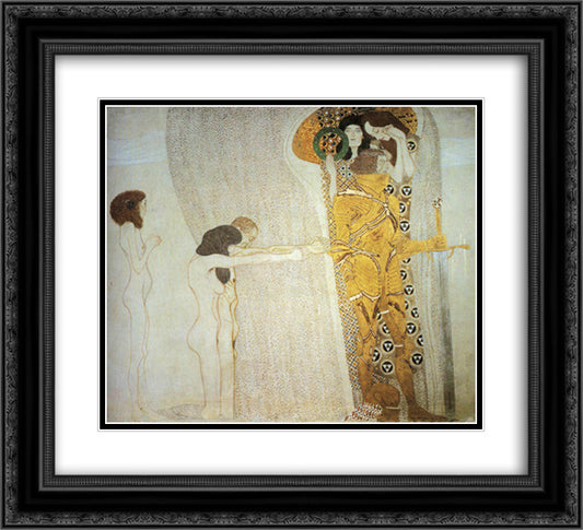 The Beethoven Frieze The Longing for Happiness. Left wall 22x20 Black Ornate Wood Framed Art Print Poster with Double Matting by Klimt, Gustav