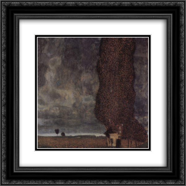 The Big Poplar II 20x20 Black Ornate Wood Framed Art Print Poster with Double Matting by Klimt, Gustav