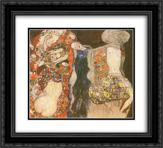 The Bride (unfinished) 22x20 Black Ornate Wood Framed Art Print Poster with Double Matting by Klimt, Gustav