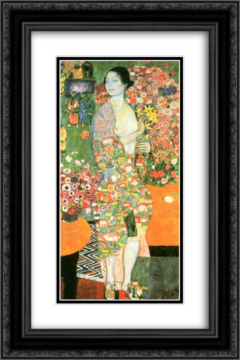 The dancer 16x24 Black Ornate Wood Framed Art Print Poster with Double Matting by Klimt, Gustav