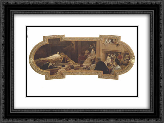 The Globe Theatre in London 24x18 Black Ornate Wood Framed Art Print Poster with Double Matting by Klimt, Gustav