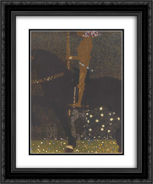 The Golden Knight 20x24 Black Ornate Wood Framed Art Print Poster with Double Matting by Klimt, Gustav