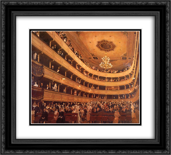 The Old Burgtheater 22x20 Black Ornate Wood Framed Art Print Poster with Double Matting by Klimt, Gustav