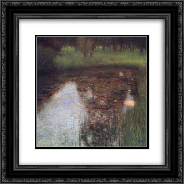 The Swamp 20x20 Black Ornate Wood Framed Art Print Poster with Double Matting by Klimt, Gustav