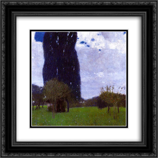 The Tall Poplar Trees II 20x20 Black Ornate Wood Framed Art Print Poster with Double Matting by Klimt, Gustav