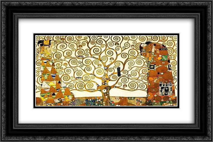 The Tree of Life, Stoclet Frieze 24x16 Black Ornate Wood Framed Art Print Poster with Double Matting by Klimt, Gustav
