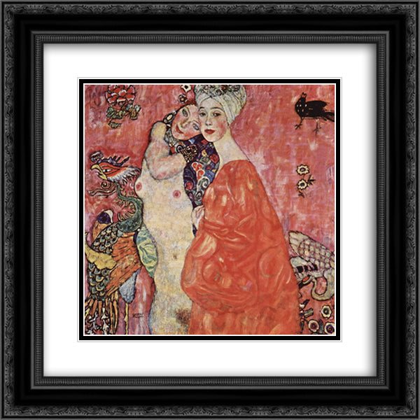 The Women Friends 20x20 Black Ornate Wood Framed Art Print Poster with Double Matting by Klimt, Gustav