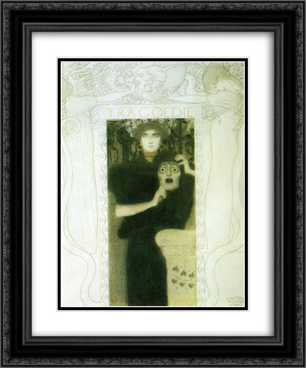 Tragedy 20x24 Black Ornate Wood Framed Art Print Poster with Double Matting by Klimt, Gustav