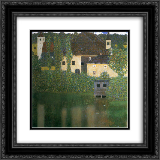 Water Castle 20x20 Black Ornate Wood Framed Art Print Poster with Double Matting by Klimt, Gustav