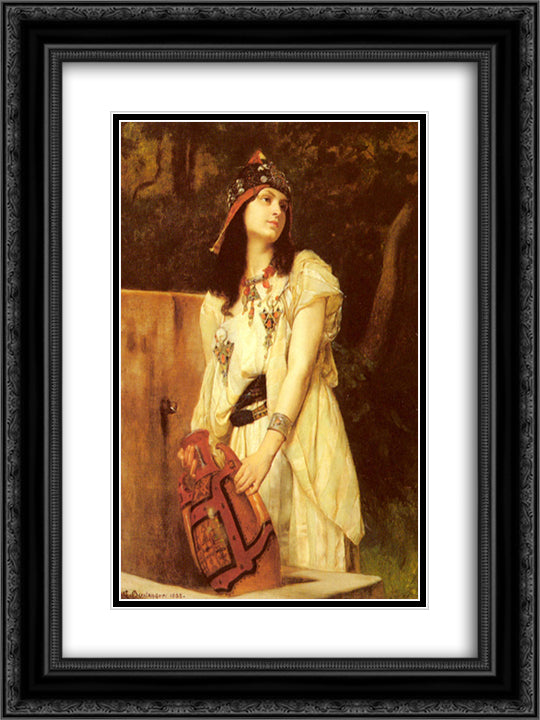 A Woman with an Urn 18x24 Black Ornate Wood Framed Art Print Poster with Double Matting by Boulanger, Gustave
