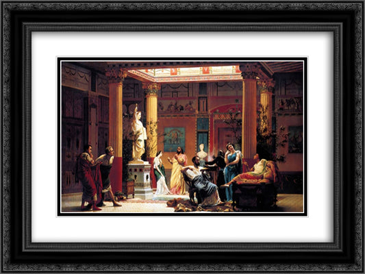 The Flute Concert 24x18 Black Ornate Wood Framed Art Print Poster with Double Matting by Boulanger, Gustave