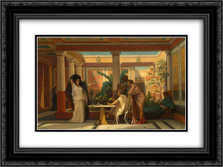Theatrical Rehearsal in the House of an Ancient Rome Poet 24x18 Black Ornate Wood Framed Art Print Poster with Double Matting by Boulanger, Gustave
