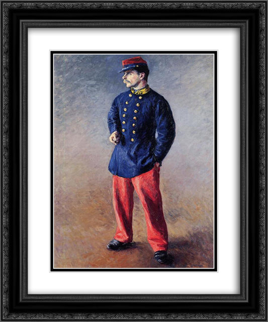 A Soldier 20x24 Black Ornate Wood Framed Art Print Poster with Double Matting by Caillebotte, Gustave