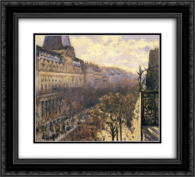 Boulevard des Italiens 22x20 Black Ornate Wood Framed Art Print Poster with Double Matting by Caillebotte, Gustave